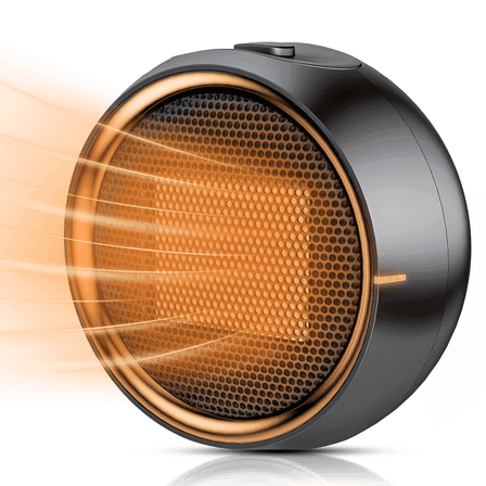 JKjoy Portable Space Heater, Electric Heaters with Thermostat,Small Mini desk Warm Heater for home,Office and Indoor Use Black