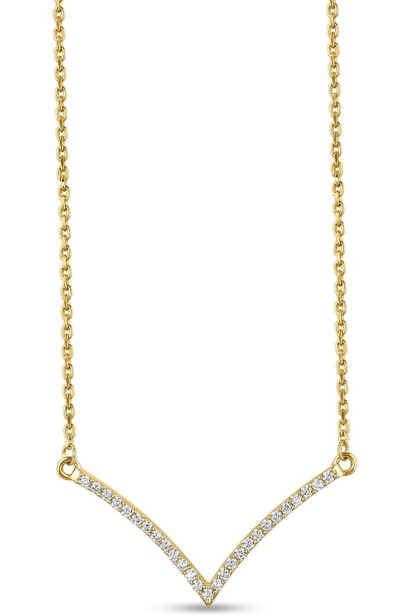 JL 14k Gold Plated Chevron Necklace Yellow Gold Simulated Diamond Jewelry Set