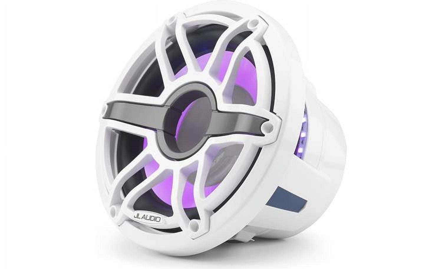 JL Audio 10-Inch M6 Marine Infinite Baffle Subwoofer, RGB LED, Gloss White, Sport Grille