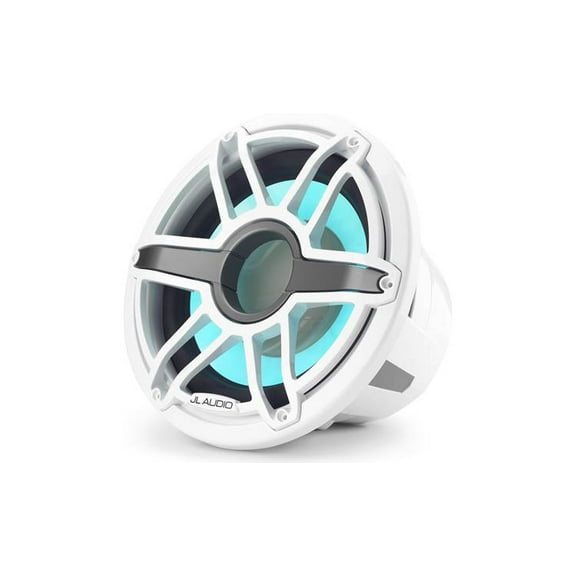 JL Audio 12-Inch M7 Marine Infinite Baffle Subwoofer, RGB LED, Gloss White, Sport Grille