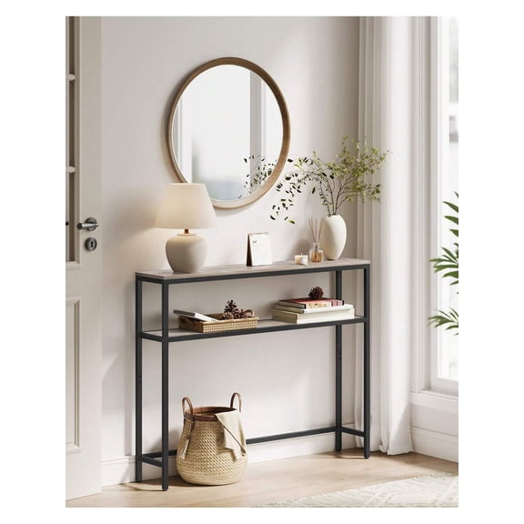 JL Console Table, 2-Tier Sofa Table, 7.9 X 39.4 X 31.5 Inches, Narrow Entryway Table, Modern Entry Table With 2 Shelves, For Living Room, Bedroom