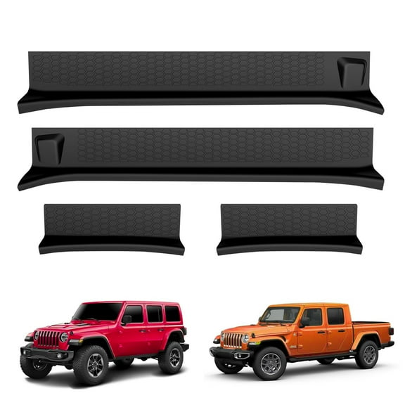 JL Door Sill Guards 4xe Entry Guards 4 Door Gladiator Door Entry Protector for 2018 2019 2020 2021 2022 2023 2024 JL JLU JT,Rubber 1 Set(4pcs)