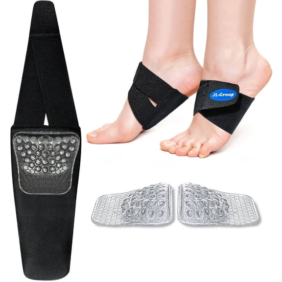 JL-Group Adjustable Arch Support Inserts with Orthotic Arch Pads, Wearable Arch Bands for Plantar Fasciitis Pain Relief, Flat Feet & Fallen Arches, High Arches