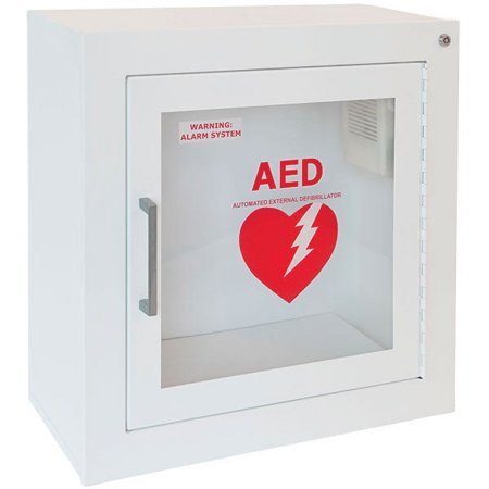 JL Industries Life Start Series AED Surface Mount Wall Cabinet w/ Siren, 17 3/8"L x 17 3/8"H x 7"W, White (1 Unit)