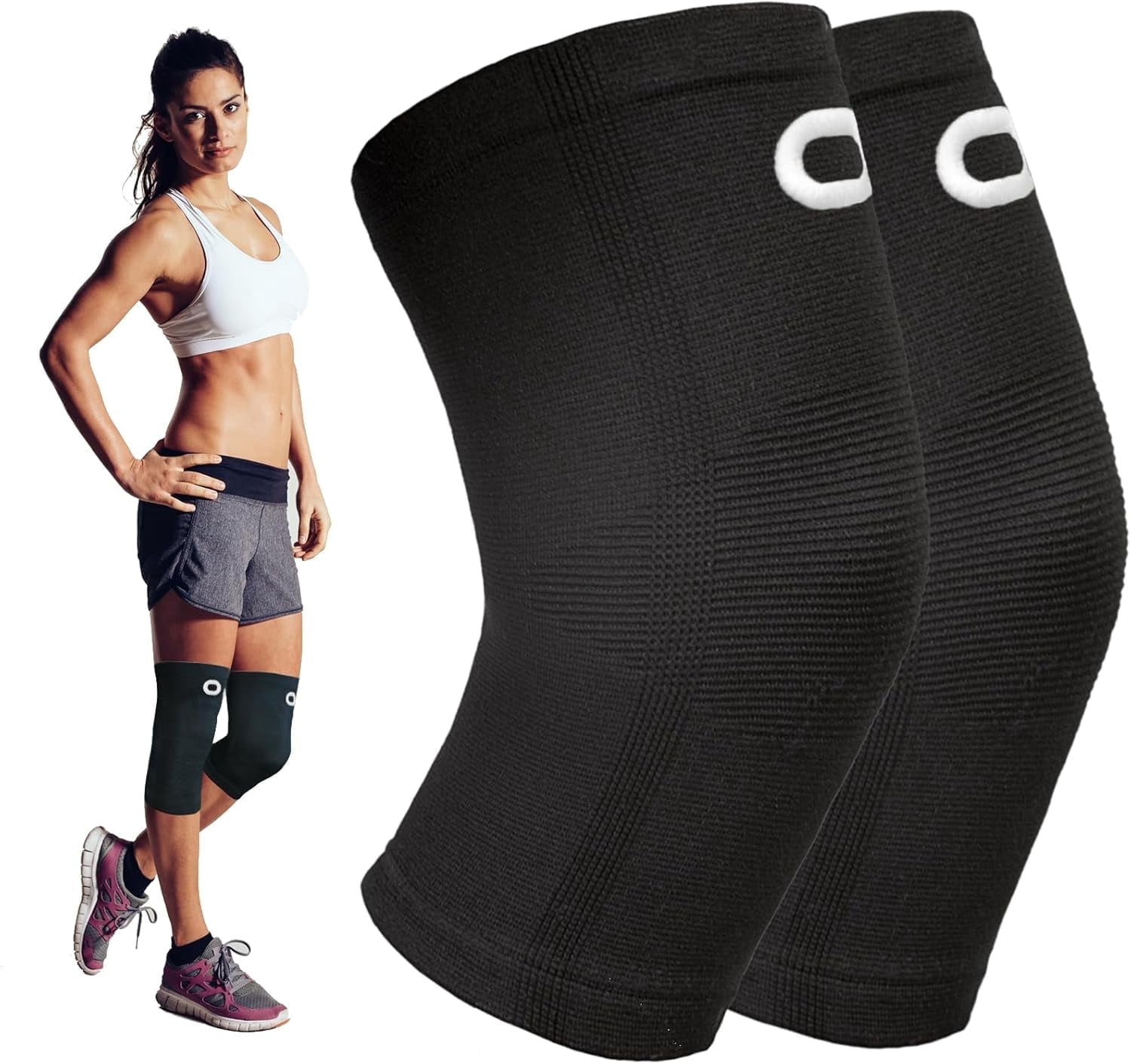 JL Knee Sleeve (1 Pair) - Best Knee Braces for Knee Pain for Men & Women - Non-Slip Knee Support for Running, Weightlifting, Basketball, Gym, Workout, Sports