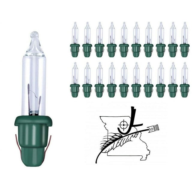 JL Missouri Parts 20x Clear Glass Mini Bulbs, 2.5V, .425W, Green Base