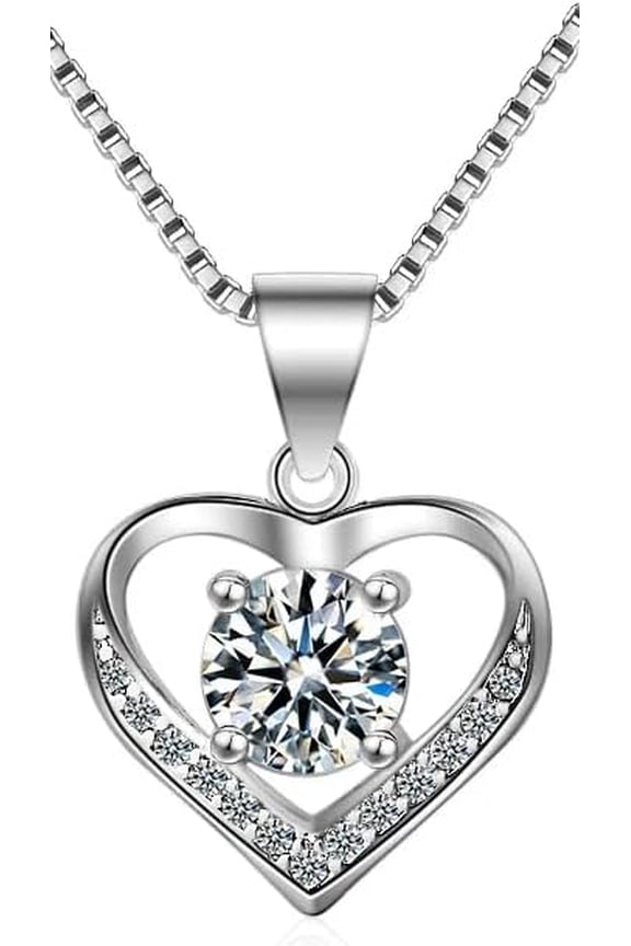 JL Moissanite Sterling Silver Heart Pendant Necklace: Timeless Gift for Moms, Daughters, Girlfriend, Friends, Engagement, Weddings, Bridesmaids, Anniversary and More!