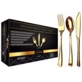 JL Prime 300 Piece Gold Plastic Silverware Set, ReUsable Recyclable