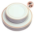 thumbnail image 1 of JL Prime 50 Piece Rose Gold Plastic Plates for 25 Guests, Heavy Duty Reusable Disposable Plastic Plates with Rose Gold Rim for Party and Wedding with 25 Dinner Plates, 25 Salad Plates, 1 of 11