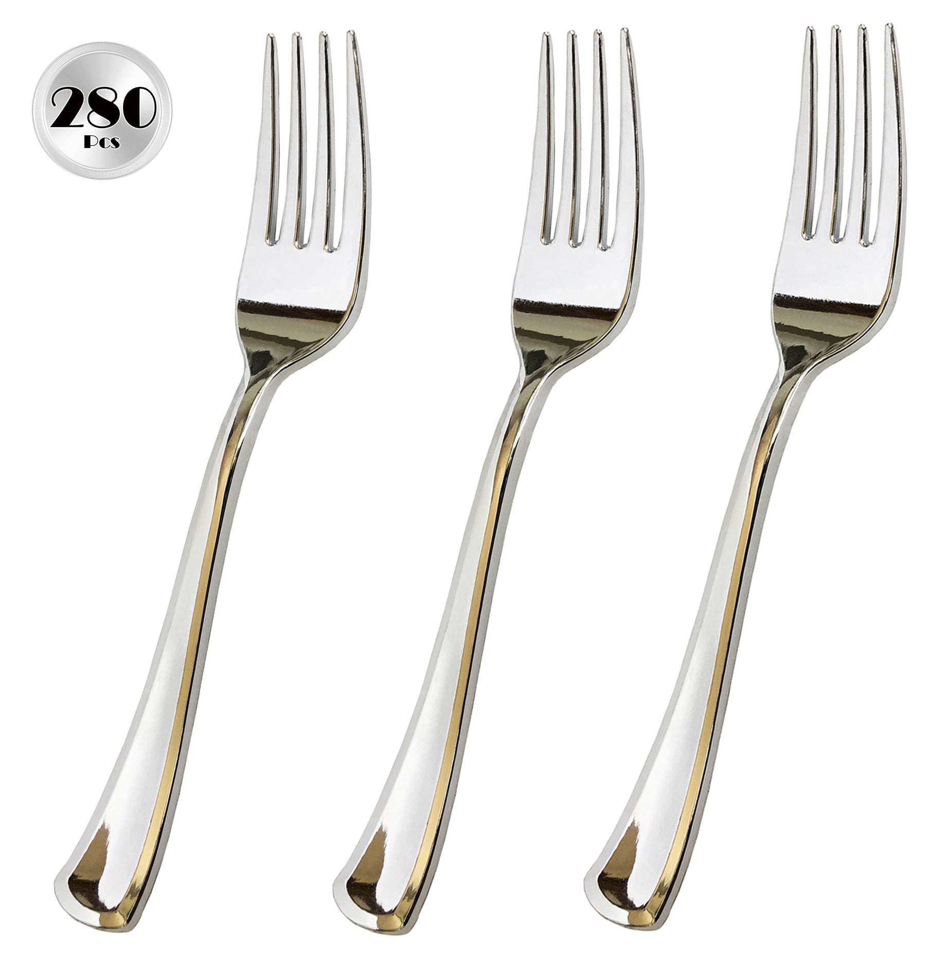 JL Prime Silver Plastic Forks Set with Elegant Finish (280 Count)