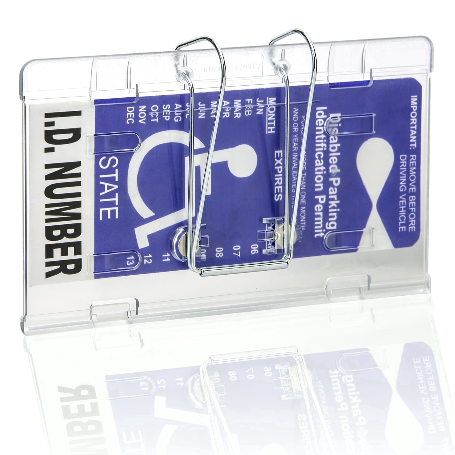Visortag Horizontal by JL Safety- Best Handicap Placard Holder to Protect, Display & Fold away your Disabled Parking Permit. Crystal Clear Hard Plastic Holder for Blue Card Hang Tag. Made in USA