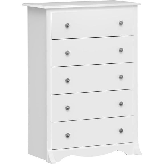 JL Sonoma Superior 5-Drawer Chest for Bedroom - Spacious and Stylish Chest of Drawers, Measuring 17.75"D x 31.5"W x 44.75"H, In White Finish