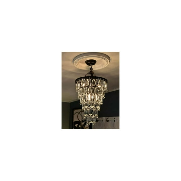 JL Styles Inc Tiffany 4-light Oil Rubbed Bronze Crystal Pendant Chandelier