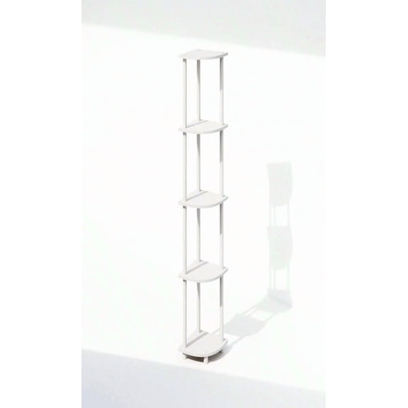 JL Turn-N-Tube 5 Tier Corner Display Rack Multipurpose Shelving Unit, White_White