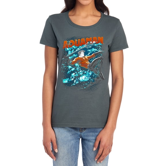 JLA Aqua Bubbles Women's T Shirt, Charcoal, Small