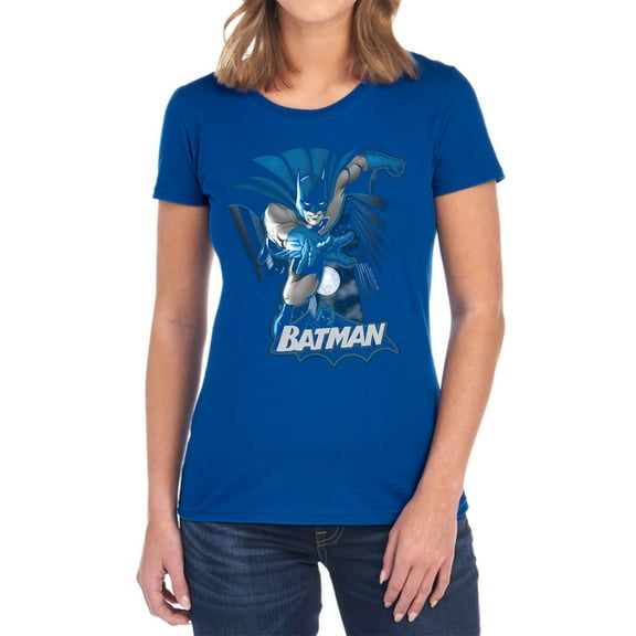 JLA Batman Blue & Gray Women's T Shirt, Royal, Small