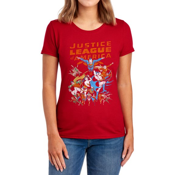JLA Big Group Women's T Shirt, Red, Large