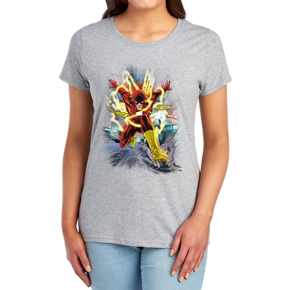 JLA Brightest Day Flash Women's T Shirt, Athletic Heather, Medium