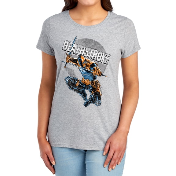 JLA Deathstroke Retro Women's T Shirt, Athletic Heather, Large