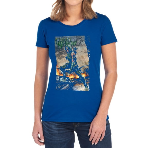 JLA Fire and Rain Women's T Shirt, Royal, Large