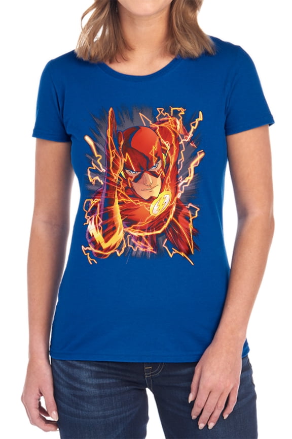 JLA Flash #1 Women's T Shirt, Royal, Large
