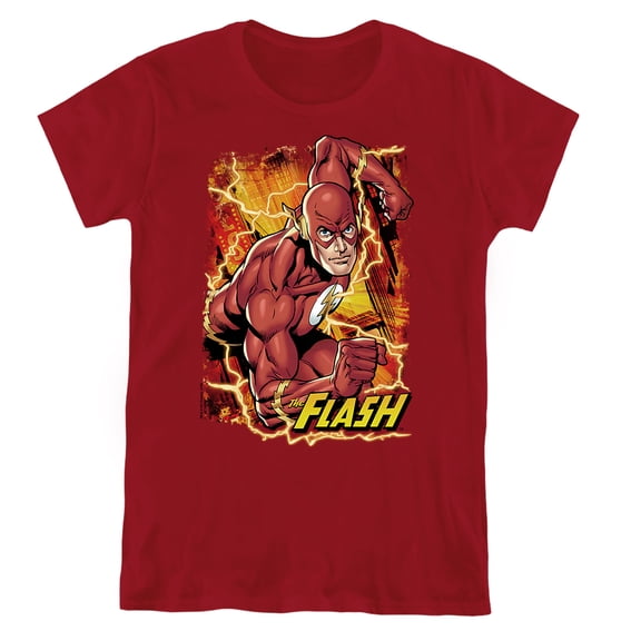 JLA Flash Lightning Women's T Shirt, Cardinal, Medium