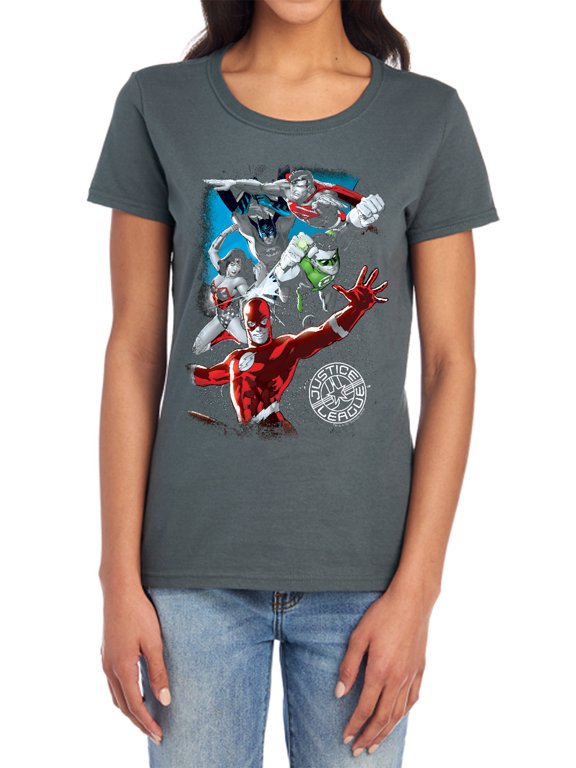 JLA Galactic Attack Women's T Shirt, Charcoal, Small