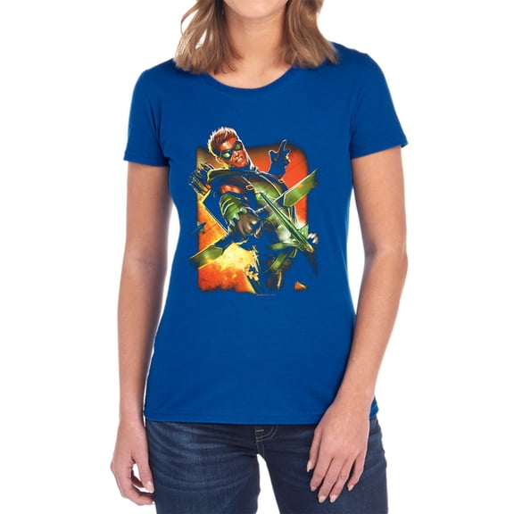 JLA Green Arrow #1 Women's T Shirt, Royal, Small