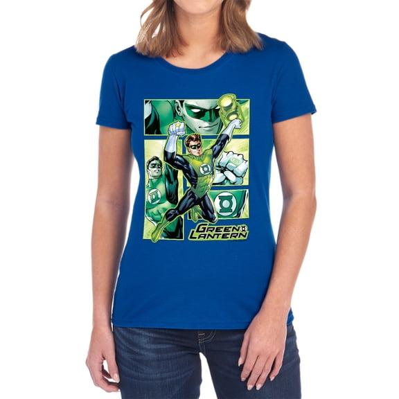 JLA Green Lantern Panels Women's T Shirt, Royal, Small
