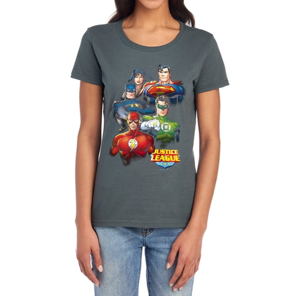 JLA Group Portrait Women's T Shirt, Charcoal, Small