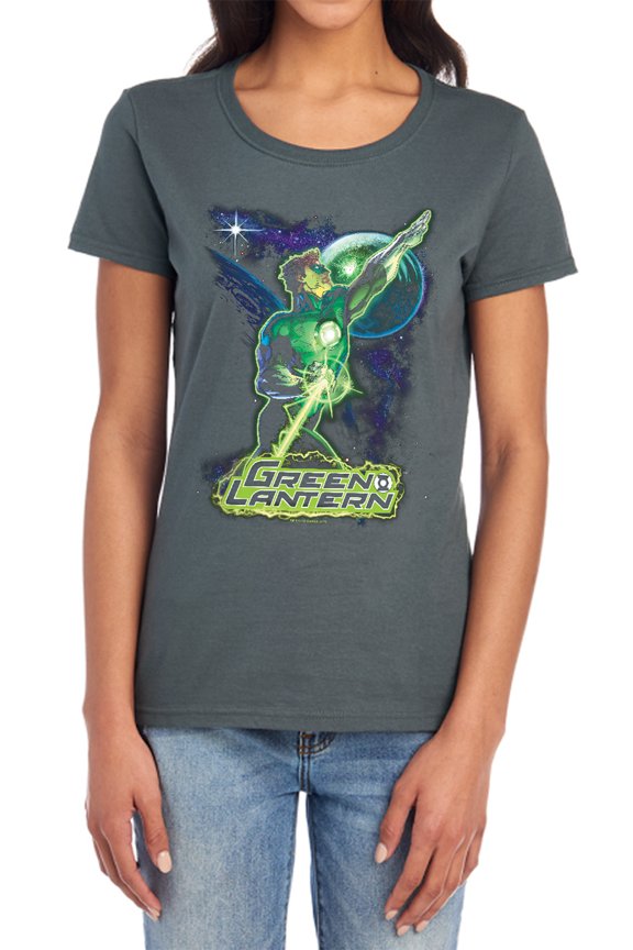 JLA Hal Galaxy Women's T Shirt, Charcoal, Large