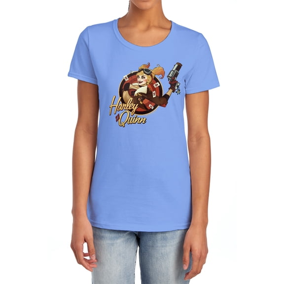 JLA Harley Bomber Women's T Shirt, Carolina Blue, Small