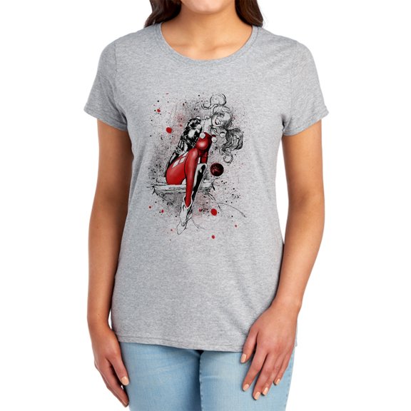 JLA Harley Sketch Women's T Shirt, Athletic Heather, Large