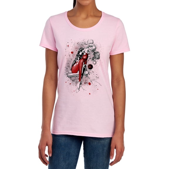 JLA Harley Sketch Women's T Shirt, Pink, X-Large
