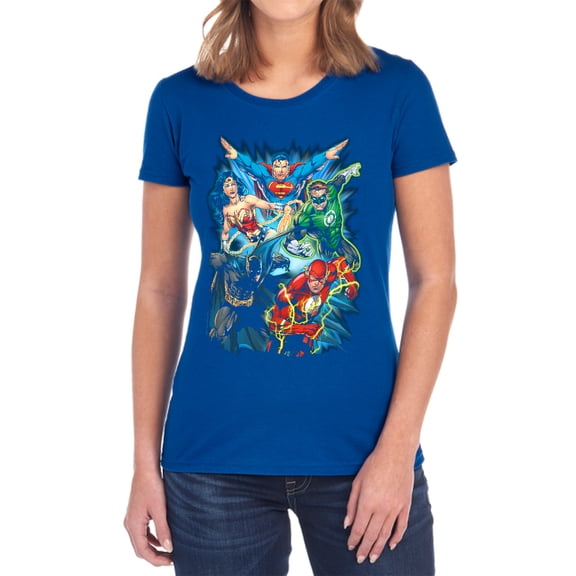 JLA Jl Assemble Women's T Shirt, Royal, 2X-Large