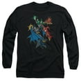 thumbnail image 1 of JLA Justice League Action Stars  Long Sleeve Adult 18/1 T-Shirt Black, 1 of 1
