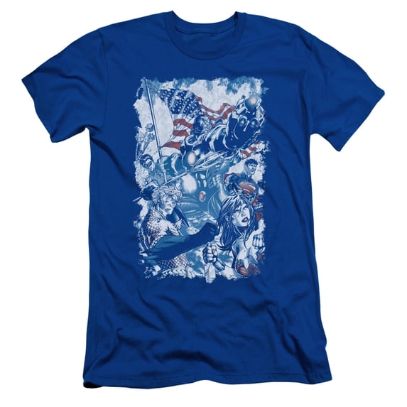 JLA Justice League American Justice S/S Adult 30/1 T-Shirt Royal Blue