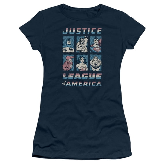 JLA Justice League American League S/S Junior Women's T-Shirt Sheer Navy