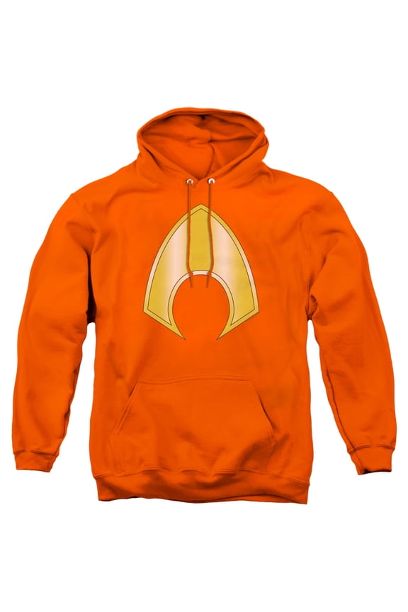 JLA Justice League Aquaman Logo Adult Pullover Hoodie Sweatshirt Orange