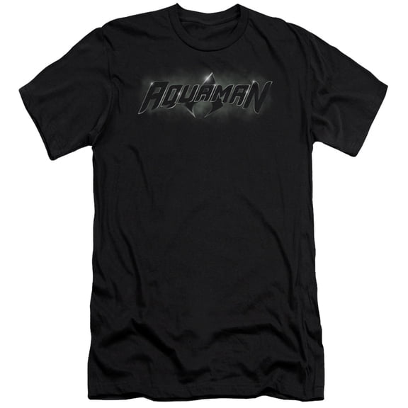 JLA Justice League Aquaman Title Premium Canvas Adult Slim Fit 30/1 T-Shirt Black