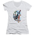 thumbnail image 1 of JLA Justice League At Your Service Junior Women's T-Shirt V-Neck White, 1 of 1
