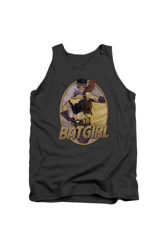 JLA Justice League Batgirl Bombshell Adult Tank Top Charcoal