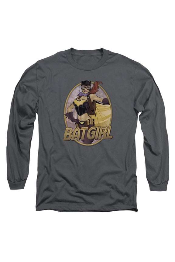 JLA Justice League Batgirl Bombshell Long Sleeve Adult 18/1 T-Shirt Charcoal