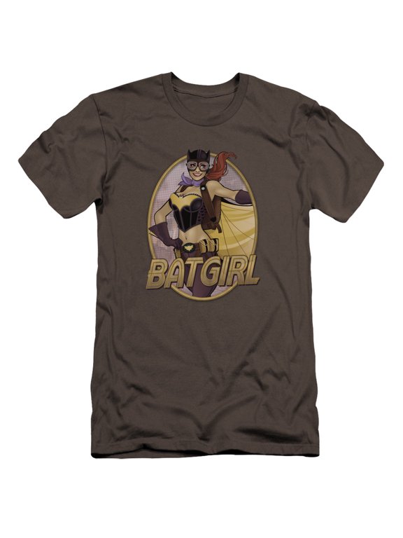 JLA Justice League Batgirl Bombshell Premium Canvas Adult Slim Fit 30/1 T-Shirt Charcoal