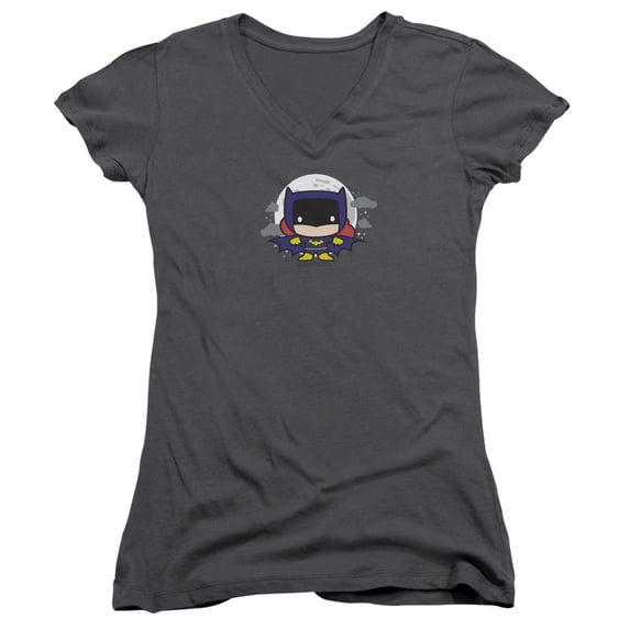 JLA Justice League Batgirl Chibi Junior Women's T-Shirt V-Neck Charcoal