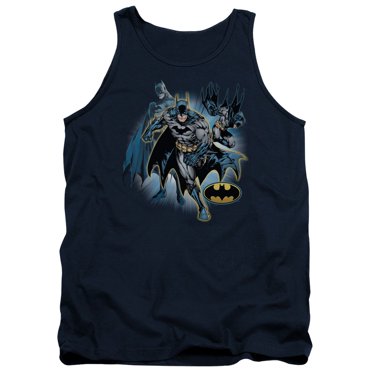 JLA Justice League Batman Collage Adult Tank Top Navy