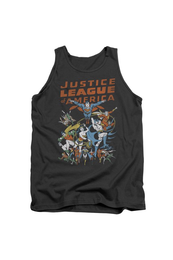 JLA Justice League Big Group Adult Tank Top Charcoal