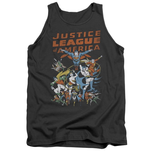 JLA Justice League Big Group Adult Tank Top Charcoal