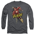 thumbnail image 1 of JLA Justice League Bolt Run Long Sleeve Adult 18/1 T-Shirt Charcoal, 1 of 1