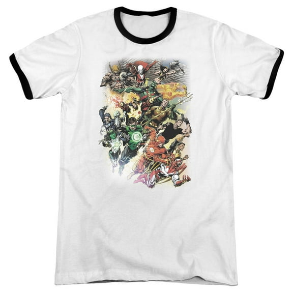 JLA Justice League Brightest Day #0 Adult Ringer T-Shirt White Black